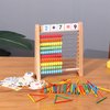Cltoyvers Wooden Abacus for Kids Math with 100 Counting Sticks and Number Toys Cards 1-100, Educational Math Games Preschool Learning Toys, Math Manipulatives for Elementary 1st 2nd Grade