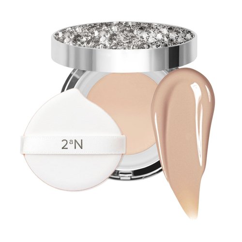 2aN Gleaming Tension Cushion Foundation Pact 0.45 oz | Korean Cushion Foundation Makeup with Ceramide & Centella Asiatica | Lightweight and Long-Lasting K Beauty Makeup (#23 Natural Beige, 0.45 oz)
