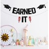 KEWUFD EARNED IT Banner, 2024 Nursing School Graduation Decorations, Congrat RN Party Decorations For Medical School College Graduation Party Decorations Supplies Black Red Glitter