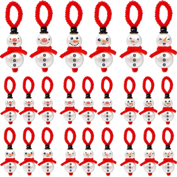 JOTFA 24 Pieces Christmas Beaded Ornaments Kit, DIY Christmas Snowman Crafts for Kids Supplies Xmas Tree Christmas Party Decorations (Assembly Needed)