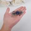 Kercisbeauty Blue Crystal Beads Flower Silver Leaves Hair Clasp Vintage Hair Barrettes for Women Girls Wedding Jewelry for Thin Hair (Flower)