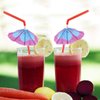 Multicolored Tropical Luau Parasol Hibiscus Print Umbrella Disposable Bendable Drinking Straws for Island Themed Party, Kitchen Supplies, Bars, Restaurants (48 Pack)