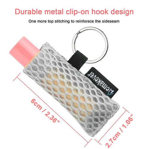 5 Pieces Compact Sleeve Lipstick Pouch, Lipstick Holder Keychain with Metal Ring Fits Most Standard Lip Balm for Women Travel Accessories