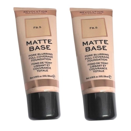 Pack of 2 Revolution Beauty Matte Base Pore Blurring Full Coverage Foundation, F8.5