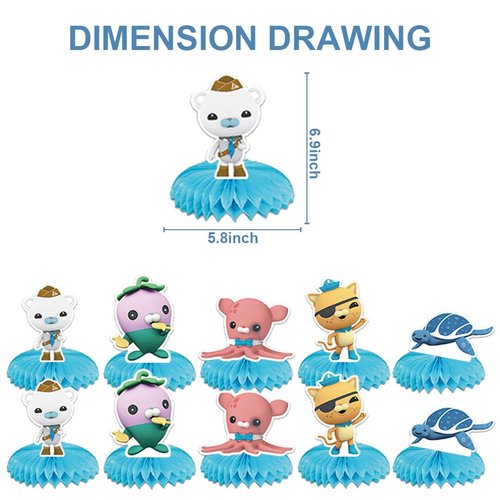 5Pcs Octonaut Party supplies set Honeycomb Centerpieces Double Sided Table Topper for Octonaut Party Decorations