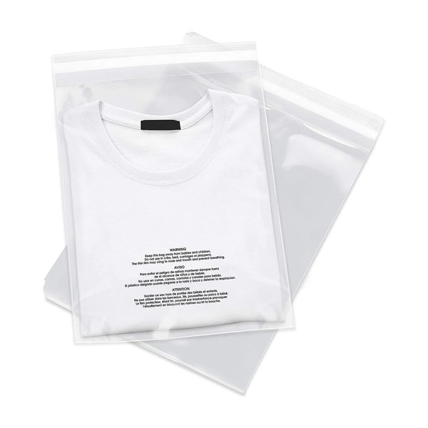 LUXURNIA-(1000) Sleeves Pack Reusable Clear Poly Bag WITH Suffocating Warning - Resealable- Great For Packaging, Clothing, Artwork, Documents & MORE (11x14 Inch (Pack of 1000))
