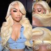 LEOSA 613 HD Lace Frontal Wig Blonde Body Wave 13x4 Lace Front Wigs for Black Women Long Yellow Blonde Pre Plucked Glueless Wigs Synthetic Golden Womens Lace Long Haired Wig