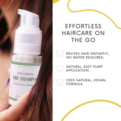 Yellow Bird Dry Shampoo Powder | Natural & Organic | Non-Aerosol | For Blonde, Brunette, & Dark Hair | No Benzene, Vegan