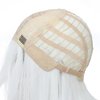 SWACC Long Layered Straight Wig with Bangs Synthetic Hair Wig for Women with Wig Cap (White)