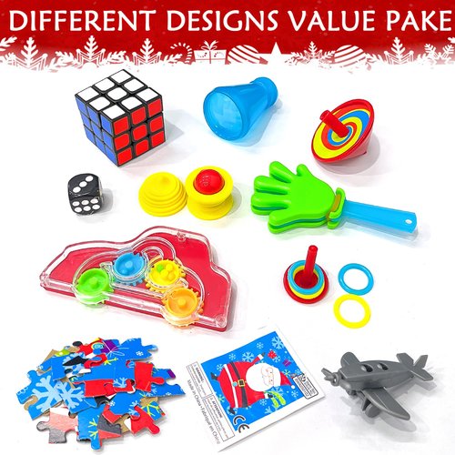 10 Pack Christmas No Snap Party Favor with Red & White Snowflake Design with Party Hat, Joke & Little Gift Inside for Kids, Xmas Gift, Christmas Seasonal Holiday Party Dinner Traditions