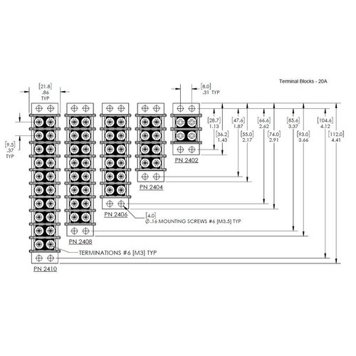 Blue Sea Systems 2410 10 Circuit 20A Terminal Block