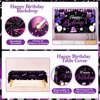 Purple Silver Birthday Decorations for Woman Girls Christmas Xmas Birthday Banner Backdrop Black and Silver Balloons Black Purple Confetti Star Tablecloth Birthday Party decorations for Him Her
