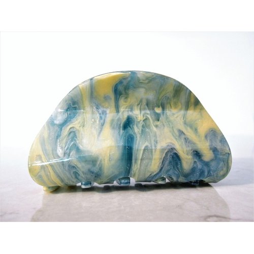 Generic Blue and yellow marbled glitter hair claw clip