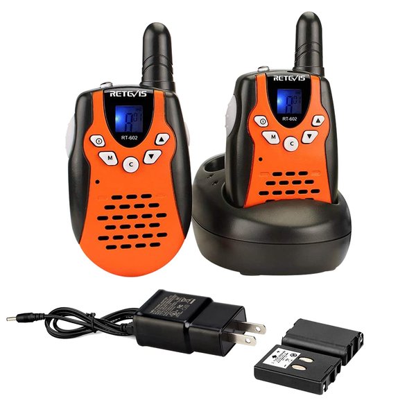 Retevis RT602 Walkie Talkies for Kids Rechargeable,KidsToy with Batteries Charger Station,Toy Walkie Talkie Kids Gifts for Boys Girls(1 Pair Orange)