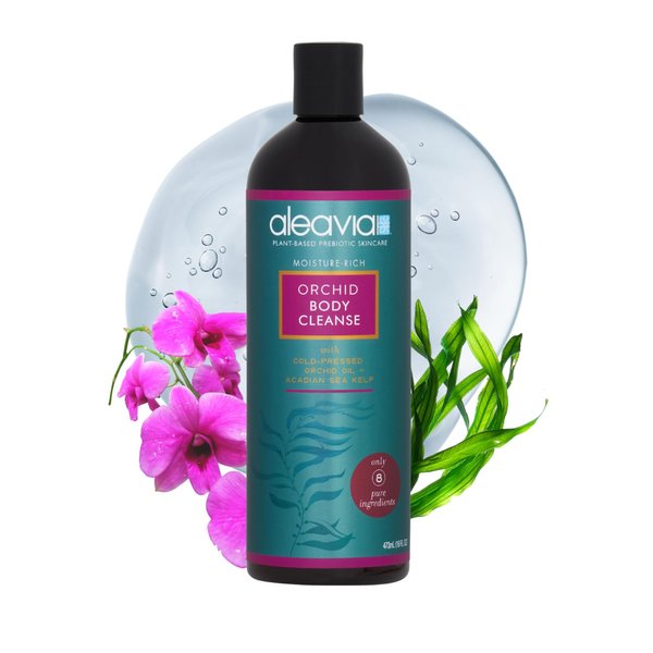 Aleavia Orchid Body Cleanse – Organic & All-Natural Prebiotic Body Wash with Pure Cold-Pressed Orchid Oil – Nourish Your Skin Microbiome – 16 Oz