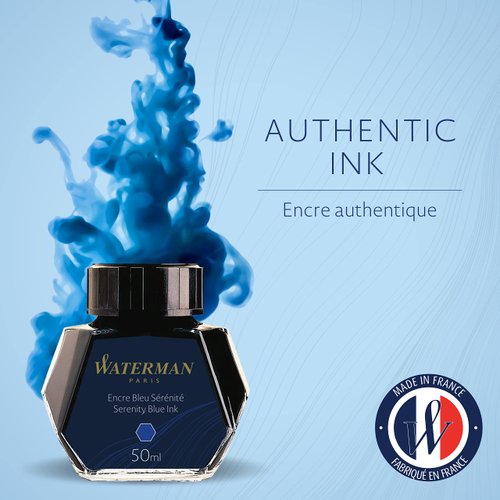 Waterman Serenity Blue Fountain Pen Ink, 50ml Bottle