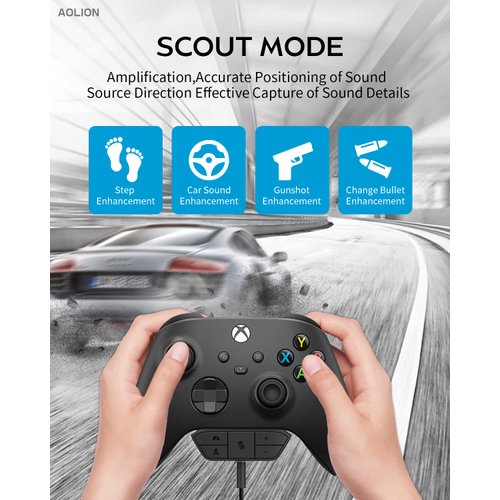 AOLION Stereo Headset Adapter for Xbox Controller, Audio Mic Headphone Adapter for Xbox One/One S/X/Elite 1/ Elite2/ Series S/X Controller-Xbox Controller Accessories Adapter Adjust Audio Balance