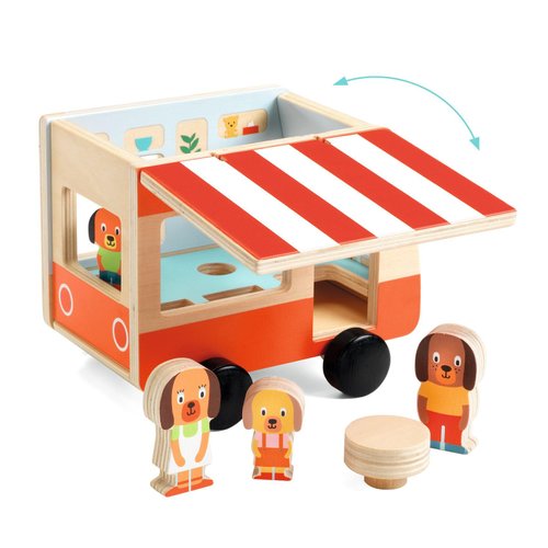 Djeco Wooden Toy, Minicombi - Wooden Toy Camper Van