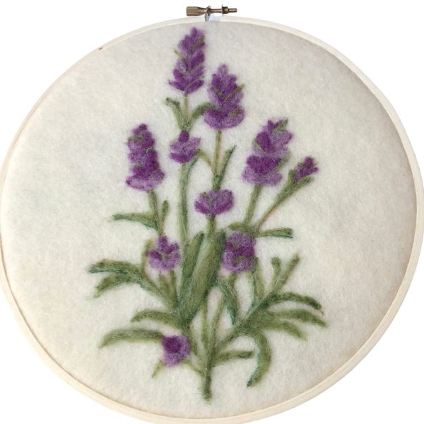 Lavender Flower Needle Felting Kit - Easy Beginner Craft Starter Set -Includes Wool Roving, Felting Needles, Instructions, Foam Pad