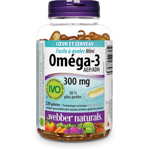 Webber Naturals Easy-Swallow Mini Omega-3, 300 Mg (Epa 180/Dha 120) 220-Count