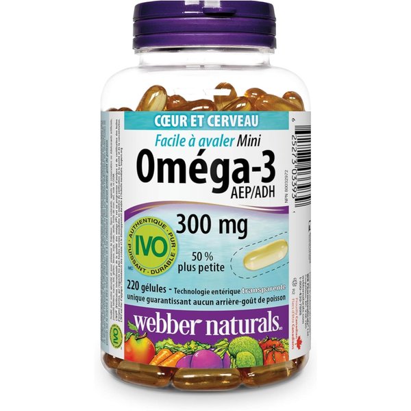 Webber Naturals Easy-Swallow Mini Omega-3, 300 Mg (Epa 180/Dha 120) 220-Count