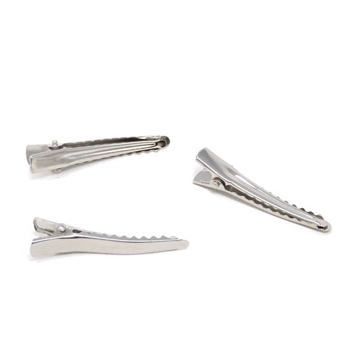 Honbay 50PCS Silver Tone Metal Alligator Hair Clips for DIY Crafts or DIY Hair Accessories (4.5cm/1.77inch)