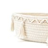 Mkono Small Boho Decor Basket for Bathroom Macrame Cotton Rope Woven Toilet Tank Top Storage Back of Toilet Organizer Tray for Counter Shelf Table Bedroom Living Room Nursery, Ivory, 1 Pack