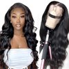 GIESWY Body Wave Lace Front Wigs Human Hair Pre Plucked Bleached Knots with Baby Hair Glueless 13×4 Brazilian Virgin Lace Closure Human Hair Wigs for Black Women Natural Color 160% Density 26 Inch