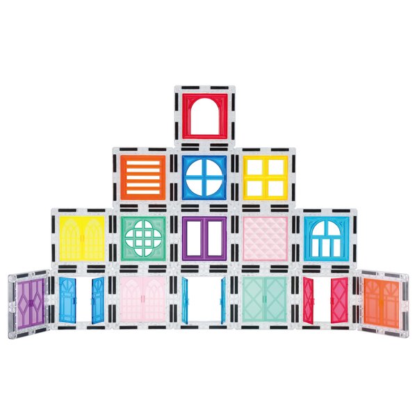 PicassoTiles 40pcs Magnetic Tile Clip-in Window and Door Expansion Set, Magnetic Block Add-ons, Magnet Building Construction Toys, STEM Education Learning Stacking Block, Toddler Boys & Girls