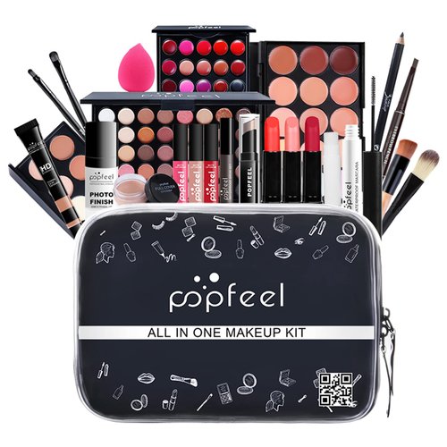 MolPafe All-in-one Professional Makeup Set for Beginners, Cosmetic-Gift for Girl -Include Makeup Brush Set, Eyeshadow Palette, Powder puffs, Eyebrow Pencil, Mascara, Concealer, Lip Gloss Set -003