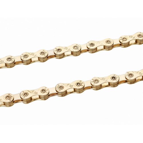 FSC 10 Speed 116 Links Bicycle Chain, Silver,Gold (1/2x11/128-Inch) Compatible with 9 Speed (Gold)