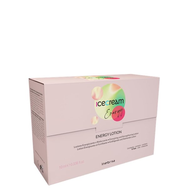 Inebrya Ice Cream Energy Lotion - Revitalizing and Strengthening Hair Treatment (Energy Lozione Energizzante e Rinforzante Per Capelli Deboli e Fini), 12 x 10ML