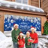 Trgowaul Christmas Garage Door Decorations, Blue Snowflake Holiday Large Christmas Garage Door Cover, Xmas Garage Door Banner, Happy New Year Outdoor Garage Party Supply Photography Background 7x16ft
