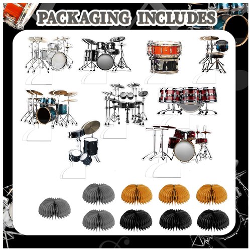 9 PCS Drum Honeycomb Centerpieces Table Decorations Drum Table Centerpieces for Drum Party Supplies Drum Birthday Party Decorations Drummers Birthday Decorations