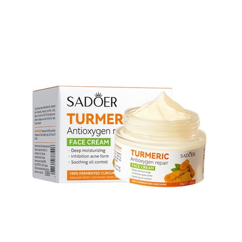 Turmeric Face Cream, Anti-Aging Facial Cream, Turmeric Face Cream with Vitamin C for Hydrating, Firming, Tightening Skin, Natural Turmeric Face Repair Cream for Normal, Dry, Oily & Combination Skin