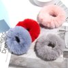 2 Pcs Women Furry Elastic Faux Rabbit Hair Scrunchies Fluffy Ponytail Holder Pompom Ball Hair Bands Ties For Girl Hair Accessories (Shell Pink)