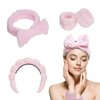 Babyfond Spa Headband, 4 Pcs Face Wash Wristbands Set, Reusable Spa Skincare Towel Headband for Washing Face, Non Slip Hair Shower Puffy Makeup Headbands for Women, Preventing Liquid Overflow