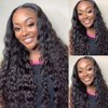 mdgfge Water Wave Lace Front Wigs Pre Plucked Human Hair Transparent Wave Frontal Wigs Glueless Curly Wigs for Black Women Brazilian Virgin Remy Hair 180 Density Curly Natural Color (26 Inch)
