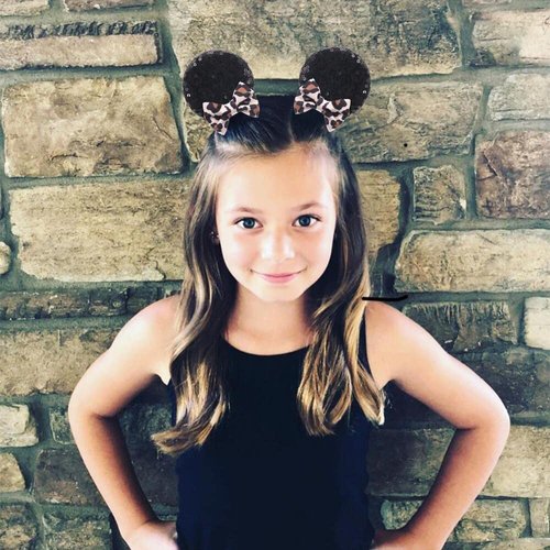 JIAHANG 2 Pairs Mouse Ear Clips with Glittering Sequin Bow, Girls' Hair Barrettes Hair Accessories for Theme Birthday Party Festival Decoration