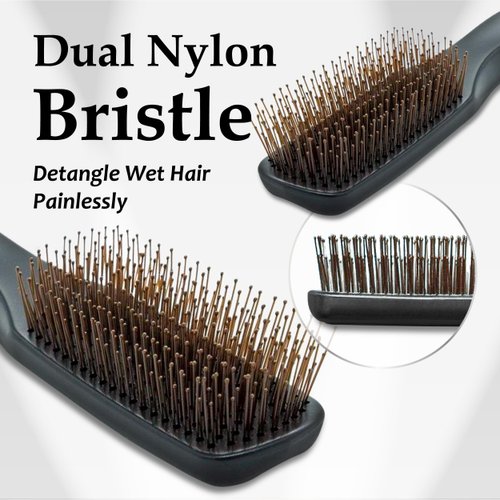 Uffy Dual Nylon Bristle Detangling Hair Brush for Women, Wet Dry Hairbrush Detangler, Suitable for Curly and Thick Hair, Blow Drying Smoothing Hair Product, Multifunctional for All Hair Types