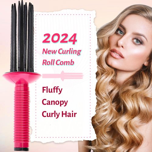 Curling Roll Comb,Curly Hair Styler Tool,Curly Hair Brush Styling Tool, Air Volume Comb, Hair Fluffy Curling Roll Comb, Lift, Direct & Add Volume To Curly Hair