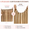 Rich Choices Wire In Hair Extensions Human Hair One Piece Secret Fish Line Hair Piece Halo Hair Extensions Real Human Hair Long Silky Straight #12P613 Golden Brown&Bleach Blonde 18 Inch