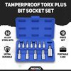 Neiko 10085A Tamperproof Torx Plus Bit Socket Set | 12 Piece | 8 IPR - 60 IPR | 5 Point Star | Cr-V and S2 Steel | High Impact ABS Blow Molded Case