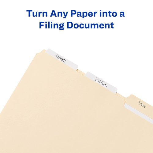 Avery Filing Ultra Tabs, 3" x 1.5", 2-Side Writable, White, 24 Repositionable File Tabs (74776)