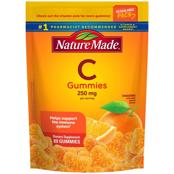 Nature Made Vitamin C 250 mg, Dietary Supplement for Immune Support, Resealable Pack, 80 Gummies, 40 Day Supply