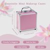 Color Nymph Beginner Makeup Kit For Teens With The Small Cosmetic Train Case Included 24-Colors Eyeshadow Palette Blushes Bronzer Highlighter Lipstick Brushes Mirror(Pink)