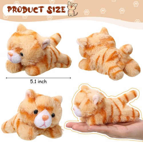 HyDren 16 Pcs Plush Animals Bulk Assorted Small Stuffed Soft Plush Cat Dog Cute Stuffed Pet Mini Fluffy Toys Gifts Plush Kitten Puppy for Classroom School Birthday Animal Party Favors(Lying Cat)