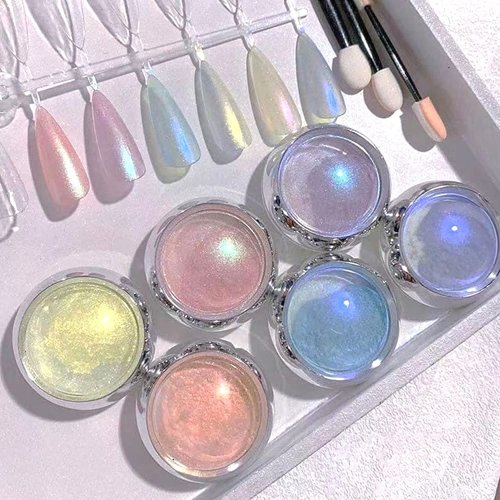 Mermaid Chrome Nail Powder Aurora Nail Glitter Nail Art Decoration Allstarry Nail Powder for Gel Polish Mirror Effect Pigment Chrome Iridescent Aurora Nail Supplies for Women