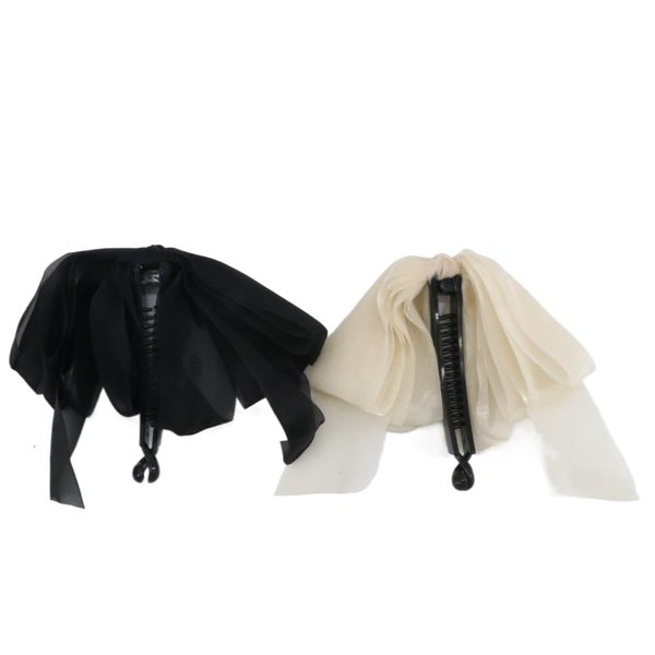 2Pcs Sweet Elegant Lace Women Vertical Clip Ponytail Holder, Ribbon Bow Hair Clip Women Headdress Hair Styling Tools Hair Accessories