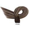 Ugeat Tape in Hair Extensions Human Hair Balayage Double Sided Tape in Hair Extensions Chocolate Brown with Ash Blonde Balayage Tape in Extensions Human Hair 18inch 50G 20Pcs